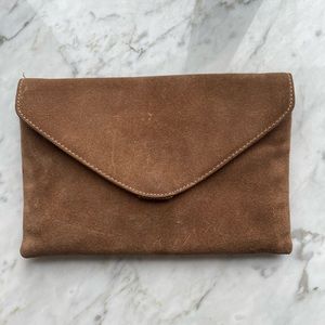 J. Crew Chestnut Suede Envelop Shoulder Bag with Chain